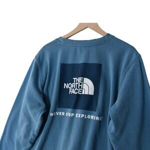 The North Face Blue Lagoon Logo Sweatshirt Size Large Cotton Blend